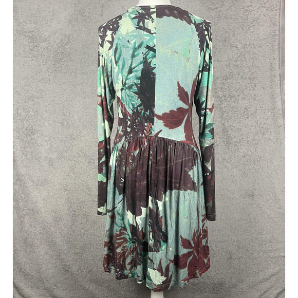 Peruvian Connection Forest Fairy Dress Medium Whimsigoth Boho Artsy Leaf Print - Picture 4 of 10